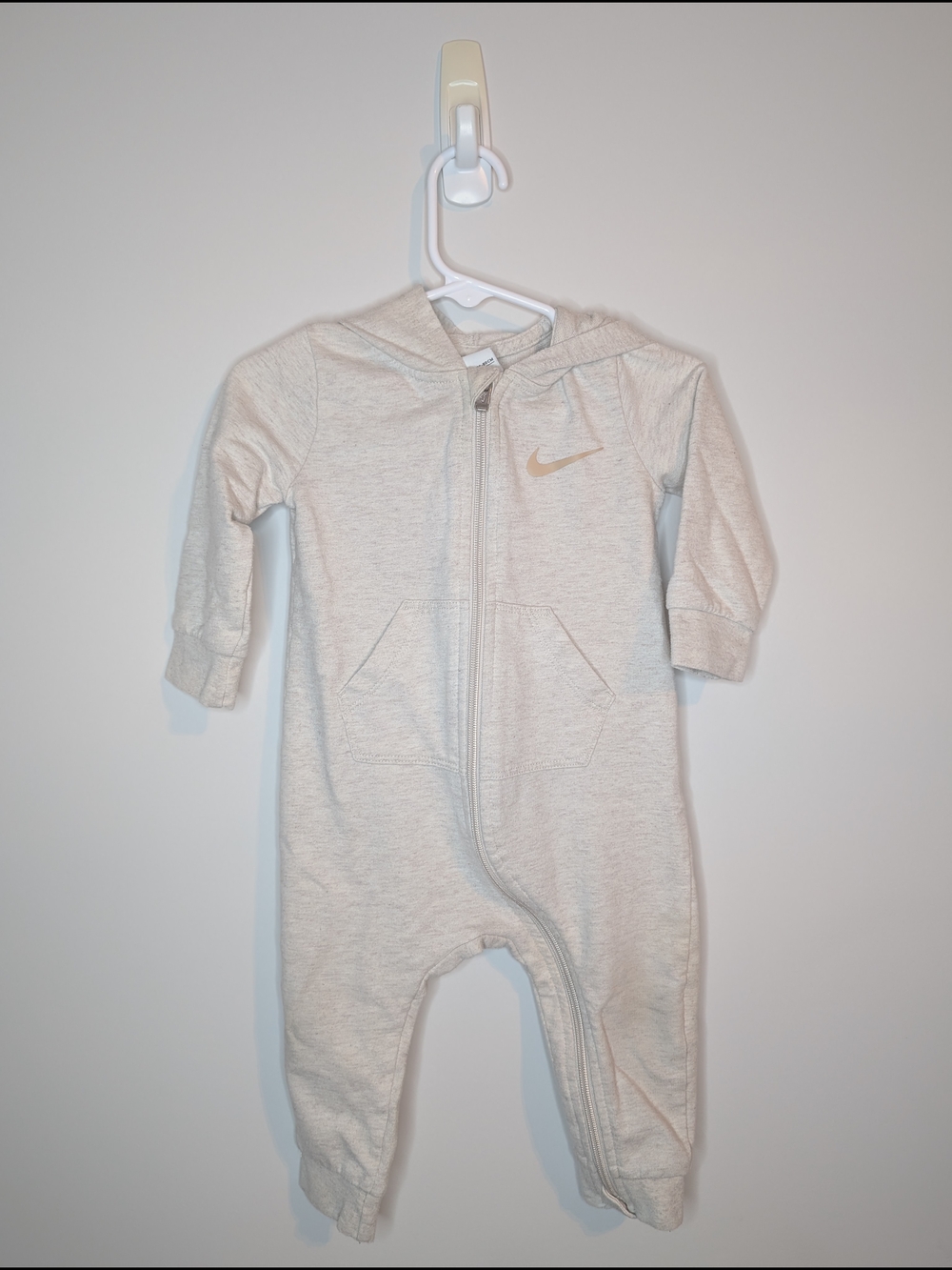Nike Light Gray Hooded Baby One-Piece